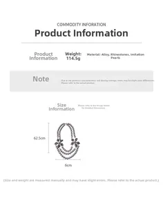 Size specifications of the multilayer pearl necklace with floral rhinestone charms