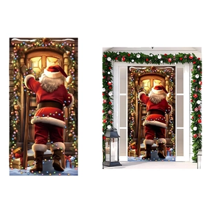 Christmas Santa Claus porch banner decoration for festive holiday party and front door setup
