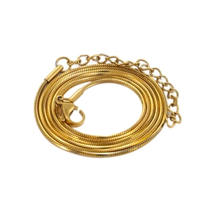 18K gold plated stainless steel octagonal snake chain necklace with lobster clasp