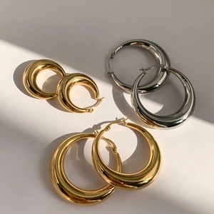 Chunky Hoop Ohrringe Minimalistisch Geometrisch Poliert Vergoldetes Kupfer C Form Mit Kupfer Ohrstecker Vintage Damen