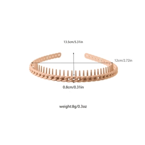 Matte peach plastic headband with chain texture and anti-slip teeth 13.5cm wide