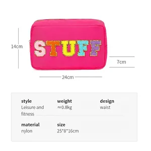 Trousse de toilette étanche en nylon mesurant 24x14x7cm pour voyage et fitness