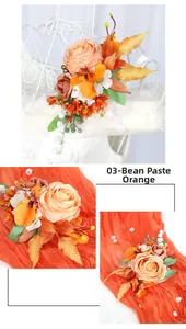 Détails de la fleur d'épaule artificielle de mariage en orange poudré avec roses et baies