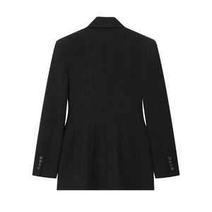 Blazer noir cintré professionnel pour femme, style d'affaires formel, vue de l'arrière
