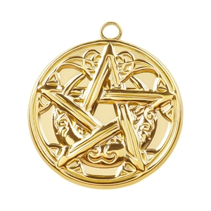 Pendentif rond en acier inoxydable 304 doré 18k avec étoile et motifs celtiques