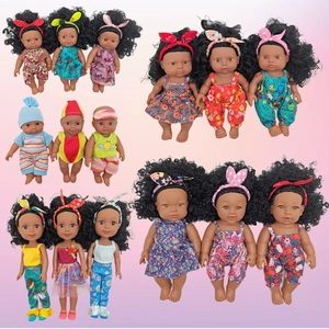 Realistic Black Baby Doll Simulation African Reborn Doll With Curly Hair Vinyl Plastic Toy For Children Gift