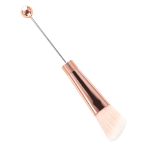 DIY rose gold beaded powder brush with soft cream bristles and metallic finish