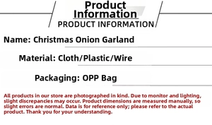 Detailed specifications for Christmas onion wreath made of fabric and plastic