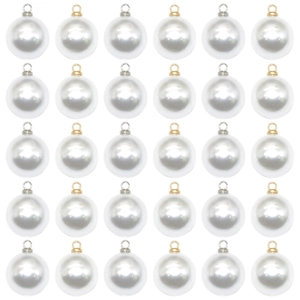 Imitation Artificial Pearl Pendant Charms Round ABS Plastic Beads With Alloy Loop For DIY Jewelry Making Necklaces Earrings Accessory Crafting