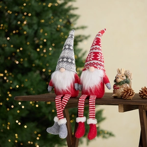 Christmas faceless gnome dolls with retractable legs and snowflake knit hats for home decor