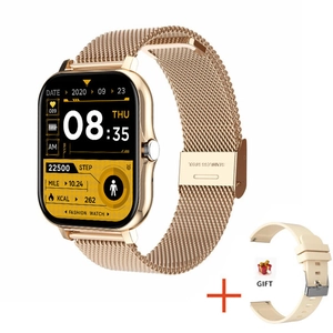 Y13 Smart Watch 1.83 inch touch screen with heart rate monitor and golden Milanese strap