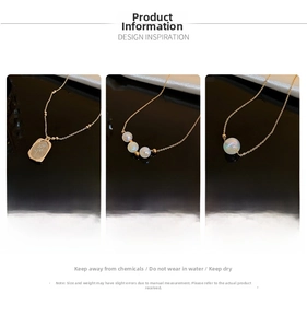 Detailed specs for gold plated flower pendant and mermaid pearl titanium steel necklaces