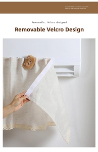 Detail of air conditioner dust cover with removable velcro and lace bear design