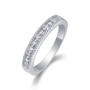 Elegant 925 sterling silver ring with sparkling round moissanite pavé stones