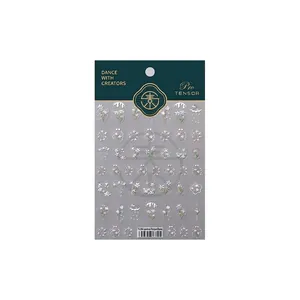 Matte floral nail stickers TS-3944 featuring white jasmine and rain droplet designs