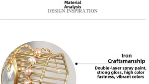 Close-up of pearl jewelry on gold iron display stand showing fine craftsmanship