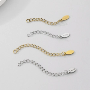 18K gold and silver stainless steel extension chains with lobster clasps and S.steel tags