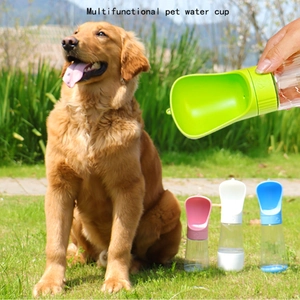 Multifunctional portable pet water cup with one-hand operation for outdoor dog feeding