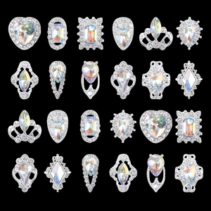 Nail Art Charms Alloy Aurora AB Rhinestones Heart Crown Water Drop Vintage DIY Manicure Decoration Jewelry Accessories