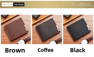 Detailed comparison of brown, coffee and black slim wallets with premium leather texture