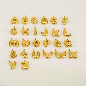 Golden balloon style A-Z alphabet pendants in polished stainless steel for necklaces