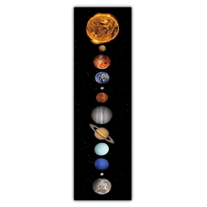 Detailed vertical wall scroll showing solar system planets from Sun to Neptune