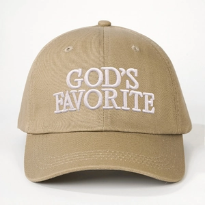 Casquette de baseball en coton kaki avec broderie 3D blanche GOD'S FAVORITE devant