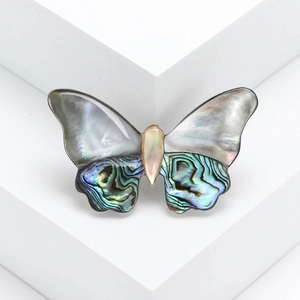 Butterfly Brooch Pin Natural Mother Of Artificial Pearl Abalone Shell Alloy Inlaid Rhinestone Elegant Jewelry Gift For Women