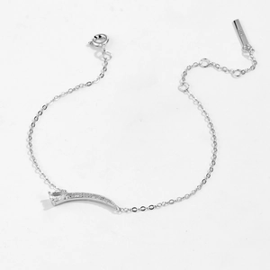 Detailed macro view of S925 sterling silver bracelet with water drop zircon and S925 stamp