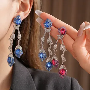 Vintage floral tassel earrings with luxury crystals and bohemian style design