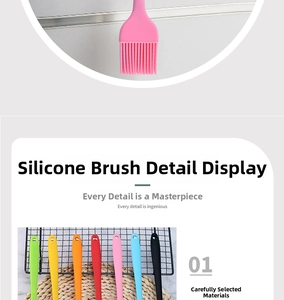 Detail showing dense silicone bristles and convenient hanging hole on kitchen oil brushes