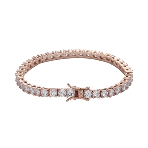 Rose gold single row tennis bracelet with 3mm to 5mm round cubic zirconia stones