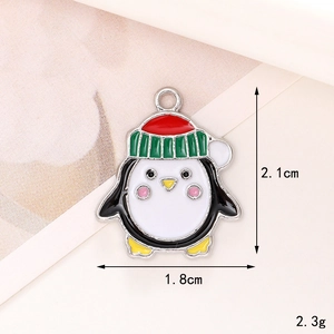 Detailed view of cartoon penguin pendant with dimensions 2.1cm by 1.8cm for DIY jewelry