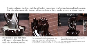 Ceramic backflow incense burner featuring a hand-holding lotus design, height 9.5cm