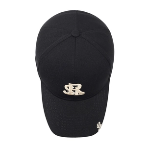 Casquette de baseball classique en tissu ananas noir avec broderie blanche en relief
