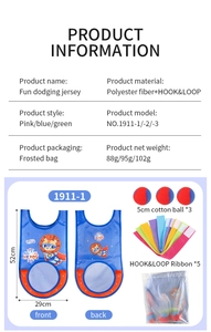 Trefbalvest set voor kinderen met afmetingen en accessoires in de verpakking