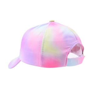 Tie-dye baseball cap for kids in pastel macaron pink and blue twill cotton fabric