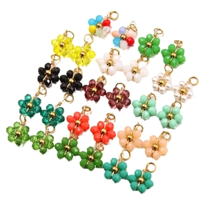 Colorful stainless steel beaded flower pendants for DIY jewelry making in various vibrant colors