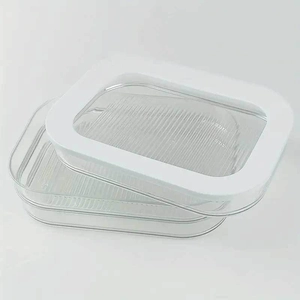 Stackable food-grade plastic storage containers with lids for kitchen and fridge
