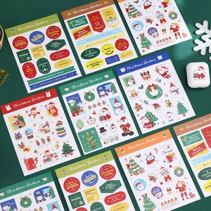 Christmas Stickers Paper Self Adhesive Cartoon Santa Claus Reindeer Snowman Scrapbooking Diary Decor DIY Stationery