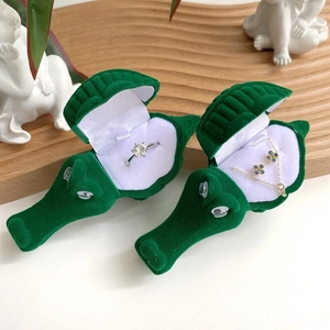 Boîte à Bague Crocodile Créative Boîte de Rangement de Bijoux Animaux Floqués Boîte Cadeau Mignonne de Colliers de Boucles d'Oreilles de Cartoon