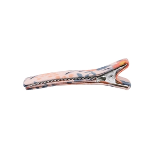 Floral print fabric wrapped alligator hair clip for children with pink flower pattern