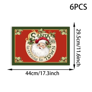 Macro view of Christmas Santa placemat showing precise 44x29.5cm dimensions and festive print