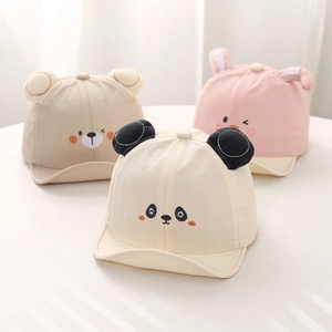 Cute Baby Baseball Cap Quick Dry Cotton Fabric Embroidered Animal Face Ears Sun Protection Outdoor Infant Hat