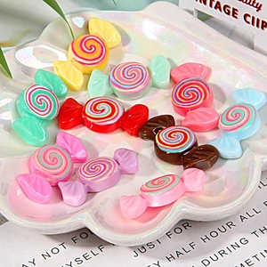 Colorful resin candy charms with glitter finish for DIY crafts and hair accessories