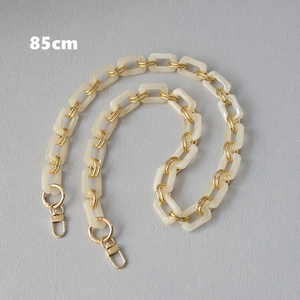 85cm stylish cream resin chain strap with gold metal links and lobster clasps for bags
