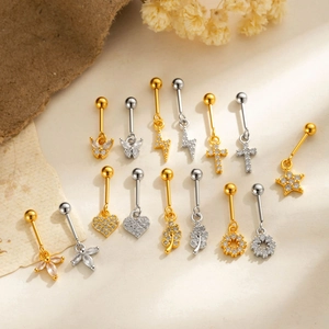 Kollektion eleganter Zirkonia-Ohrstecker mit Schmetterlings-, Kreuz- und Herzmotiven