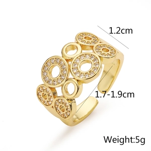 Detail view of 18K gold plated geometric ring with dimensions 1.2cm width and 5g weight