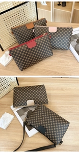 Detail view of retro geometric polka dot crossbody bags in five assorted colors