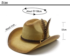 Tableau des tailles du chapeau de cowboy en paille avec tour de tête 58cm et bord 9cm